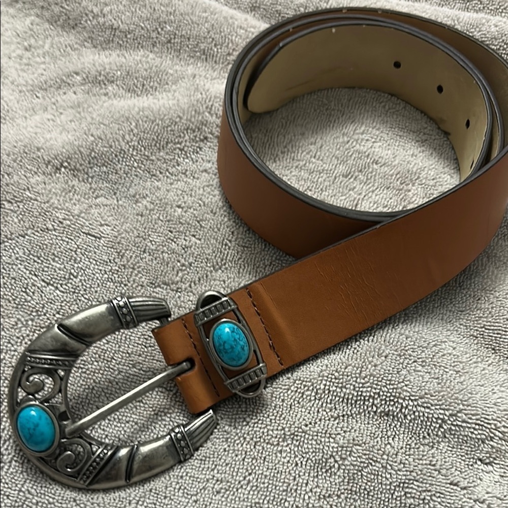 ❤️5 For $20❤️ Brown Leather Belt with Silver Buckle